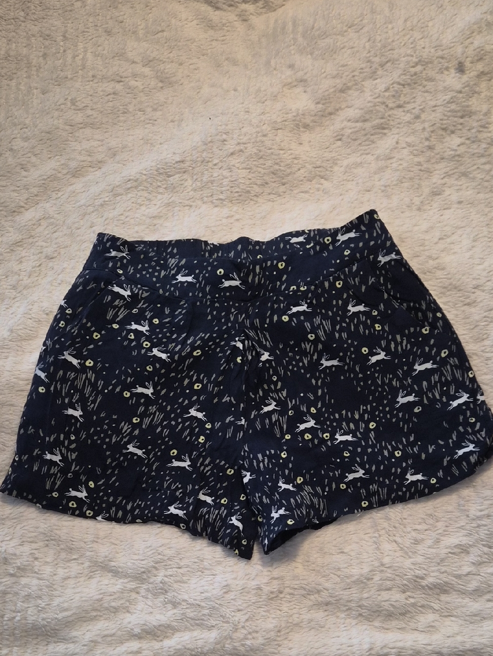 Disney and Lauren Conrad Navy High-Waist Shorts with White Rabbit Print
